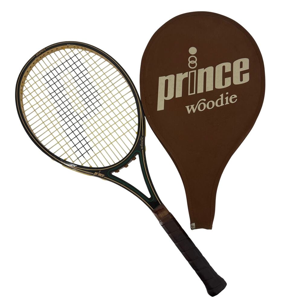 Vintage Prince Woodie Tennis Racquet 4 1/8 Graphite Ash Maple Wood w/ Cover